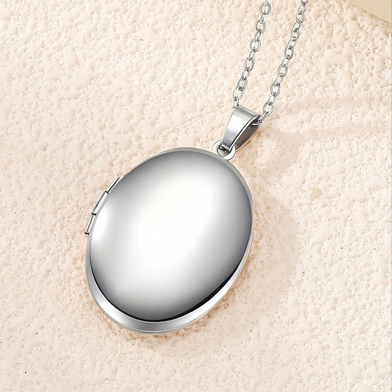 PHOCKSIN Locket Necklace for Women Black/Gold/Silver Locket Necklace Oval/Round/Heart Photo Necklace New Years Gifts for Girls - Image 5